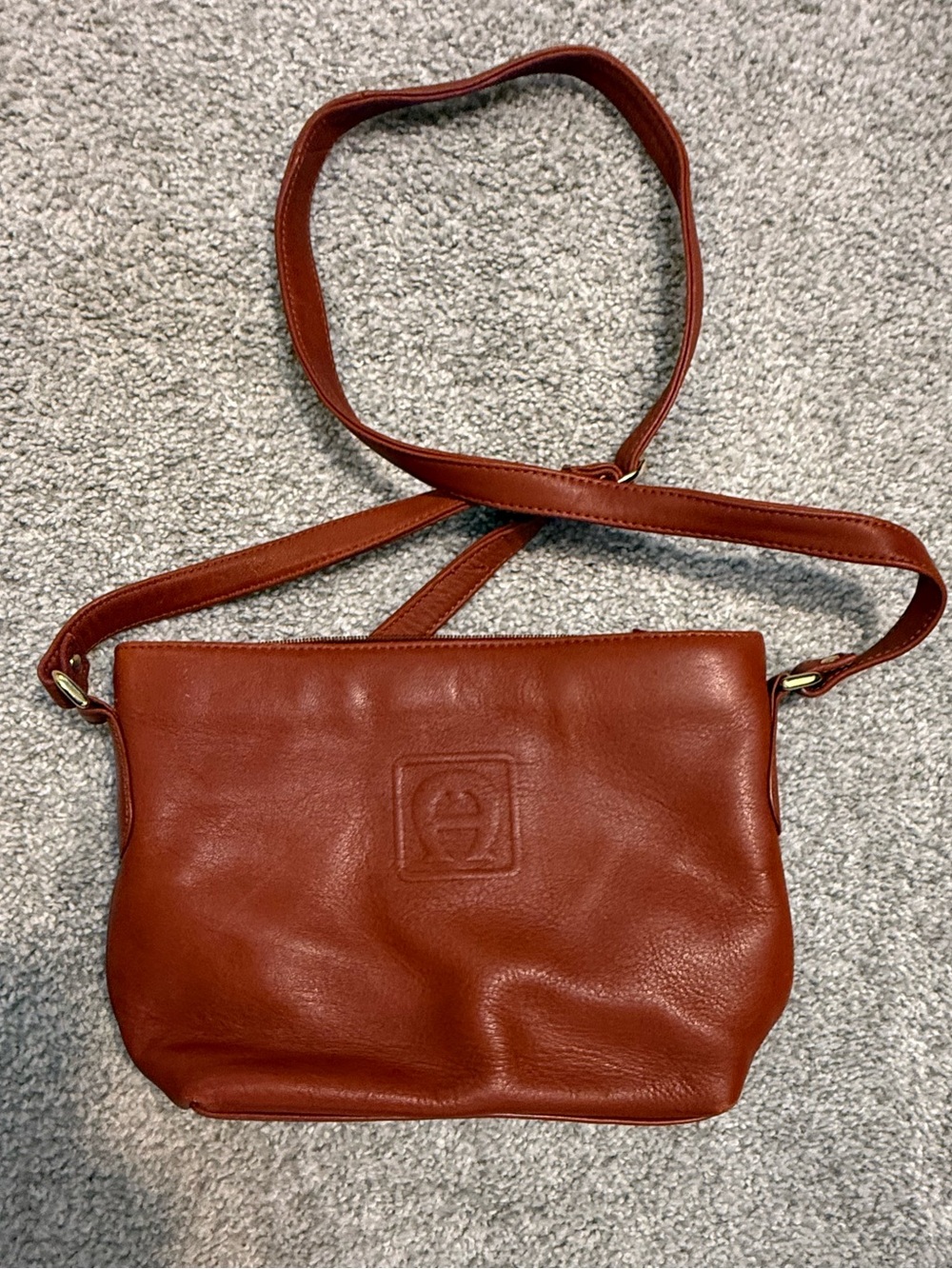 Vintage Etienne Aigner Cognac Leather Crossbody Purse Made in Korea